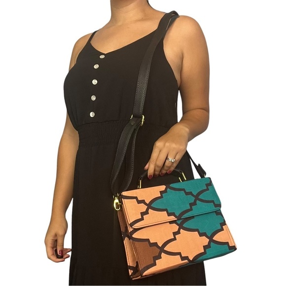 NEW Ankara African Print Multicolored Convertible Crossbody Purse /Handbag - Picture 5 of 8